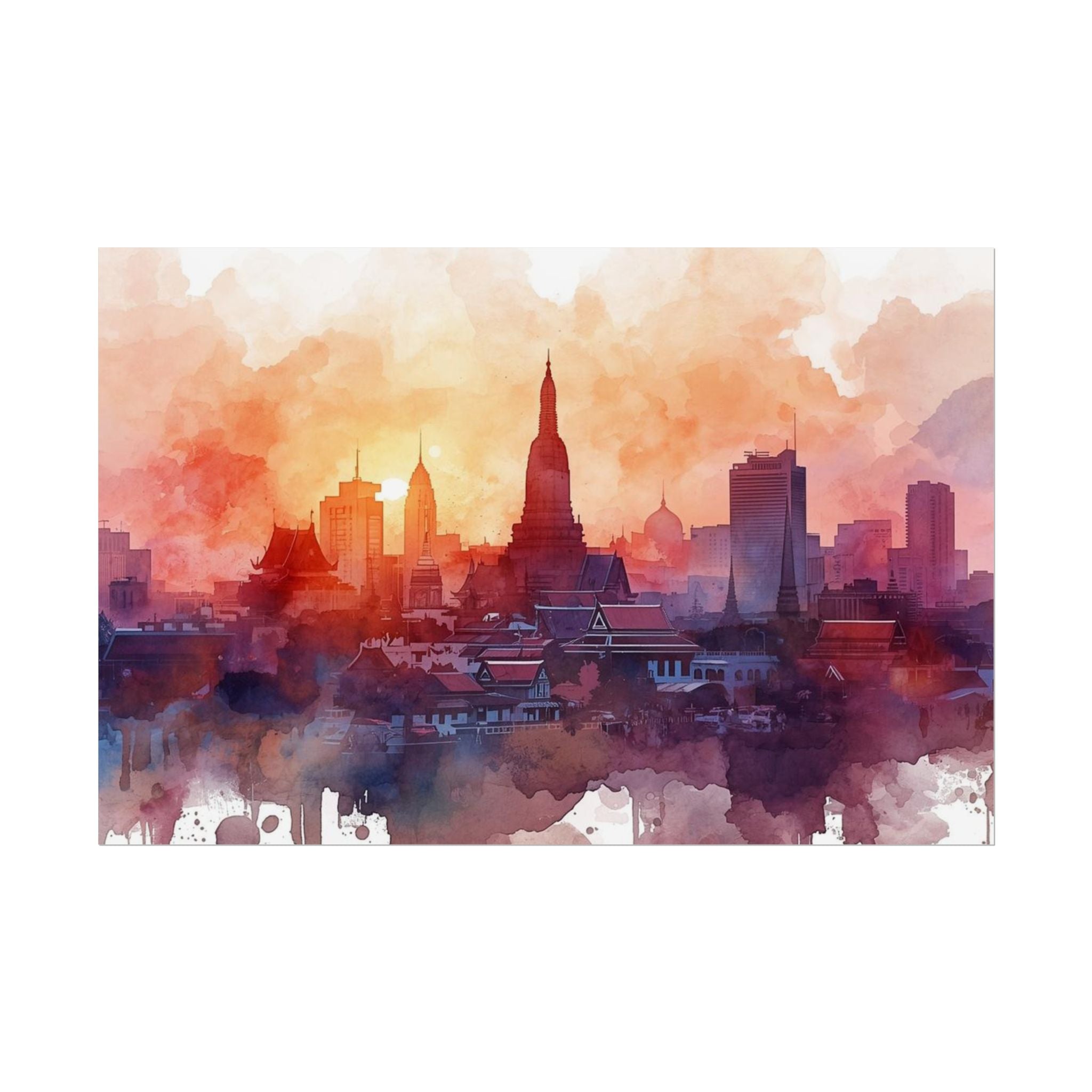 Bangkok Cityscape Posters Rolled Wall Art Home Decor Gift - Rosetta Creative Boutique